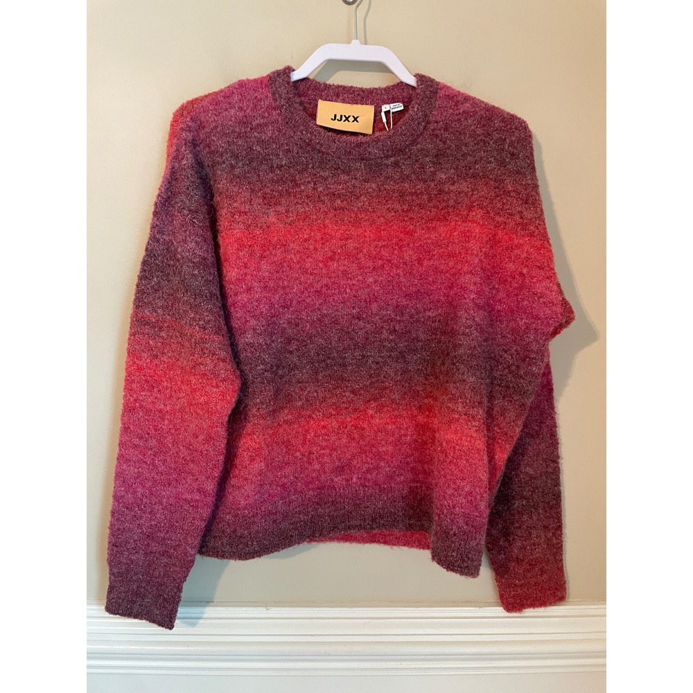 JJXX Jack & Jones JXAMIRA‎ Crew Neck Knit Sweater Red Ombre Wool Alpaca Size L